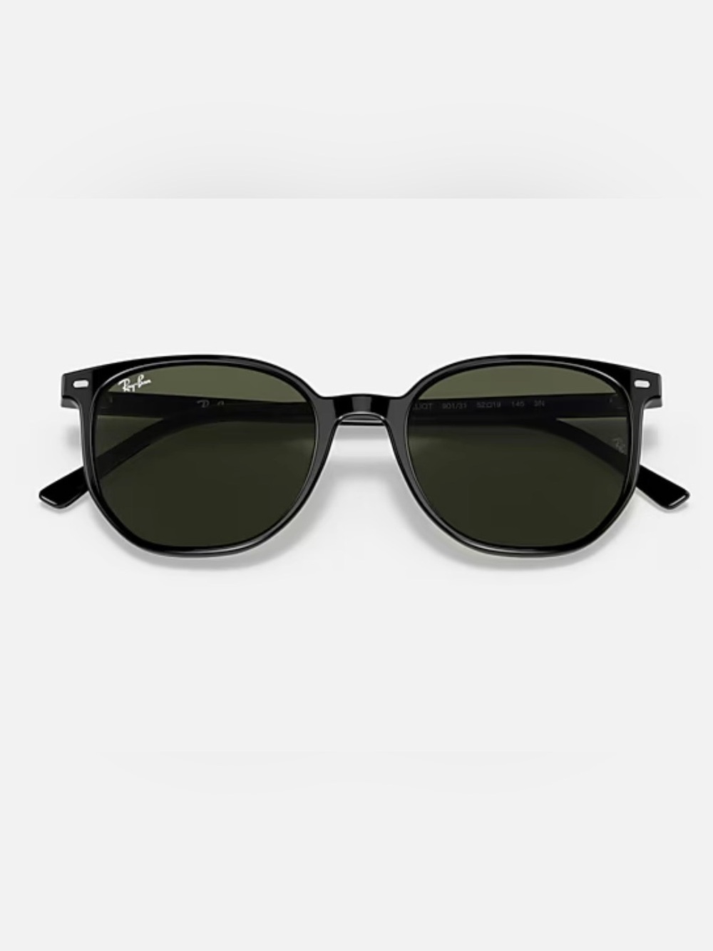 Ray-Ban Black Frame Sunglasses with Dark Green Lenses